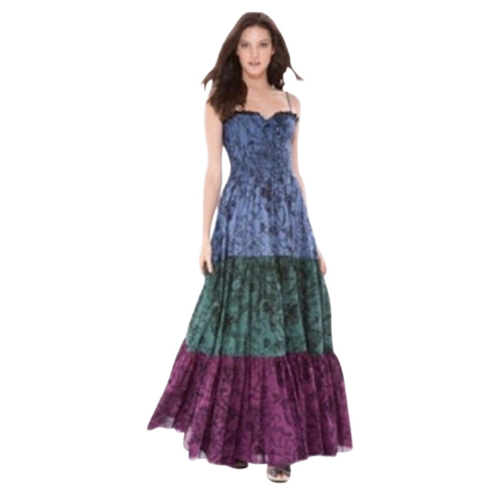 Betsey Johnson Garden Toile Tiered Boho Maxi Dress